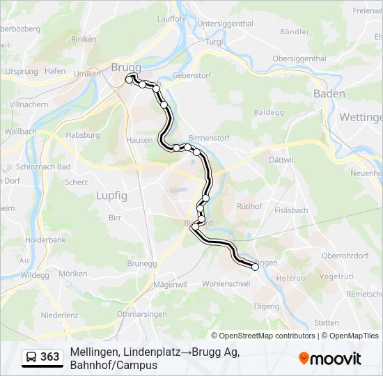 363 Bus Line Map