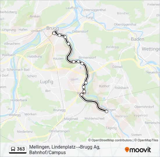363 Bus Line Map