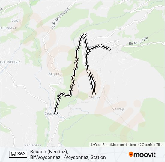 363 Bus Line Map