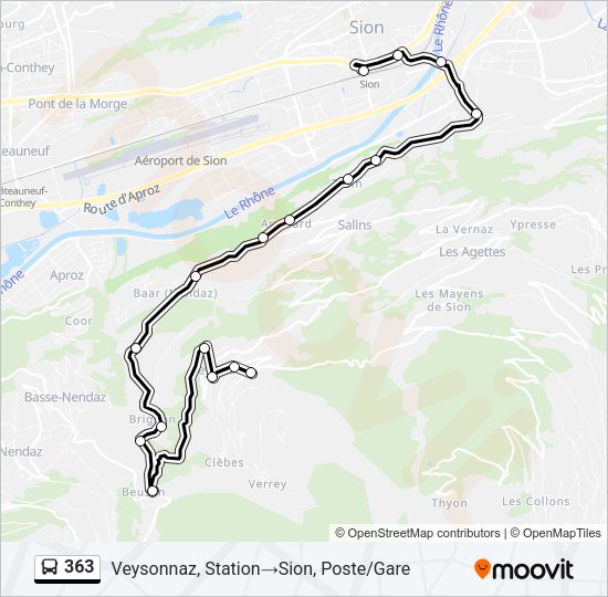 363 Bus Line Map