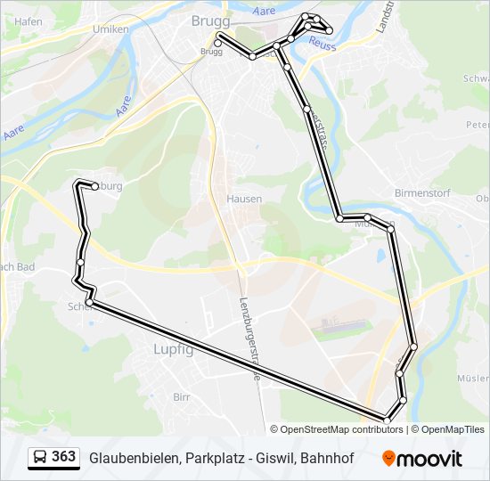 Plan de la ligne 363 de bus