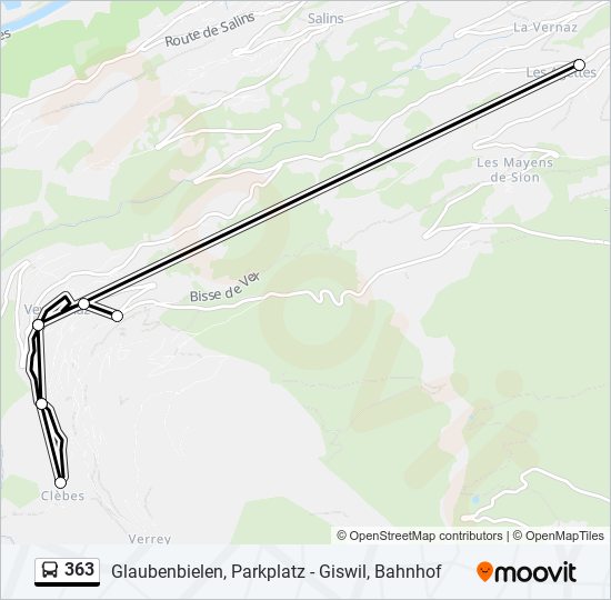 363 bus Line Map