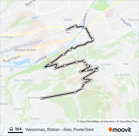 364 Bus Line Map