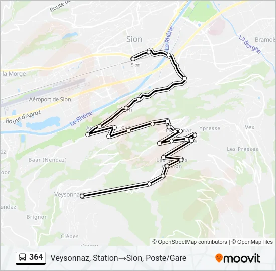 364 Bus Line Map