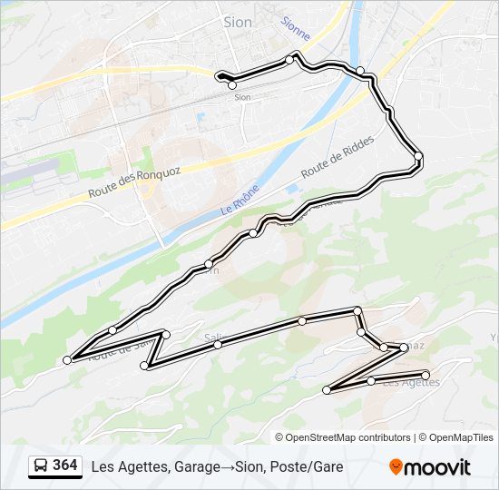 364 Bus Line Map