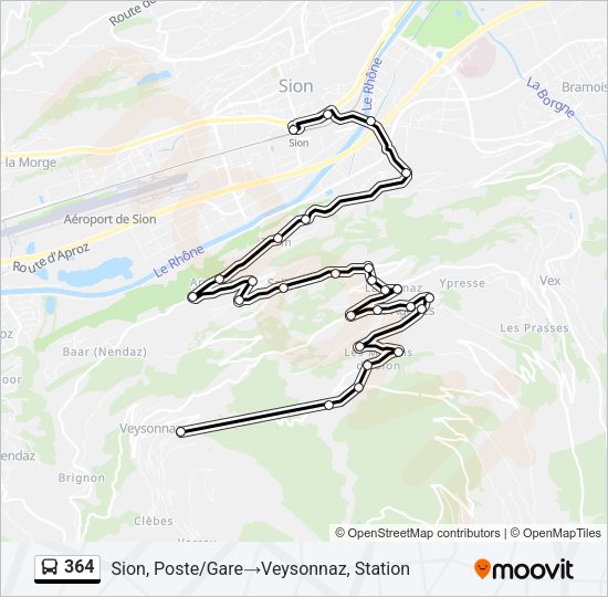 364 Bus Line Map