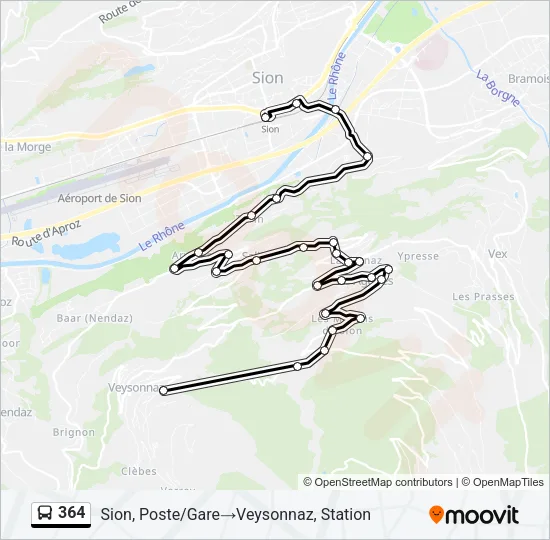 364 Bus Line Map