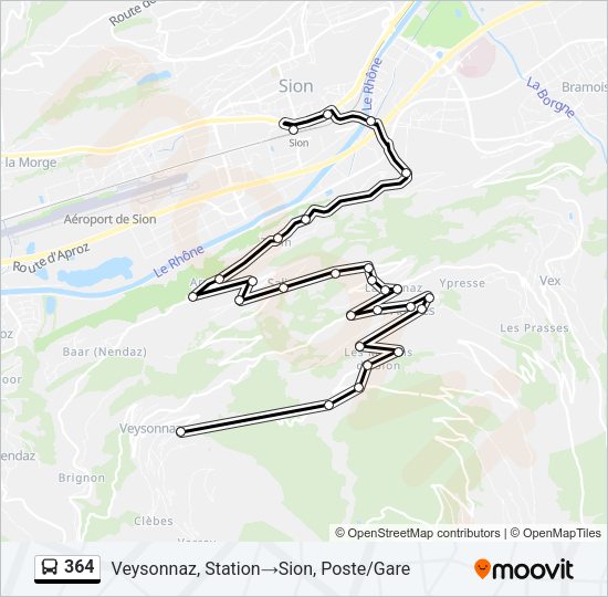 364 Bus Line Map