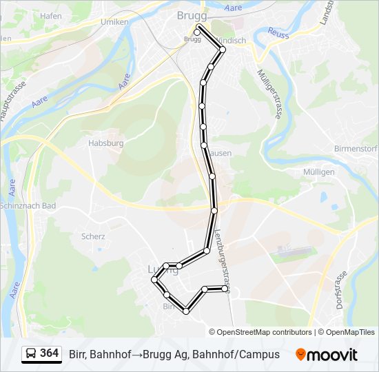 364 bus Line Map