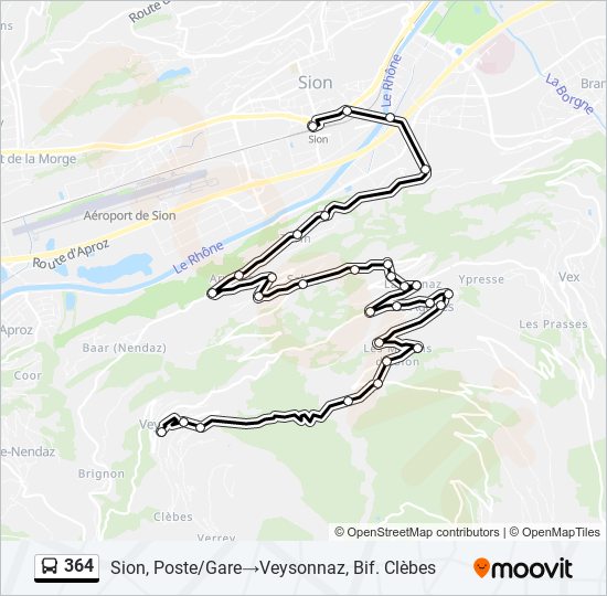 364 bus Line Map