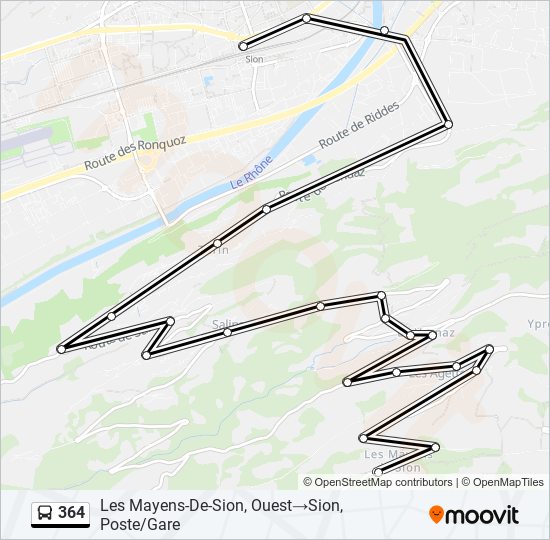 Plan de la ligne 364 de bus