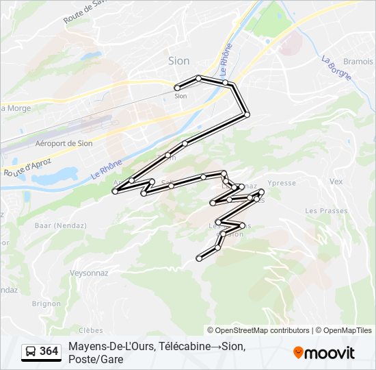 Plan de la ligne 364 de bus