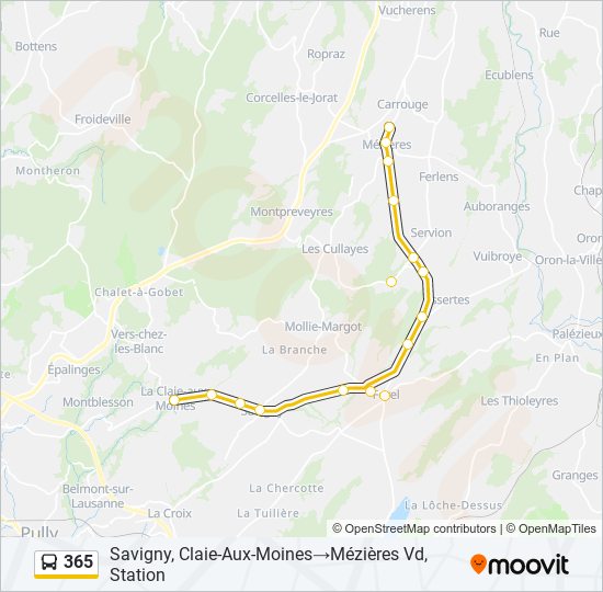 Plan de la ligne 365 de bus