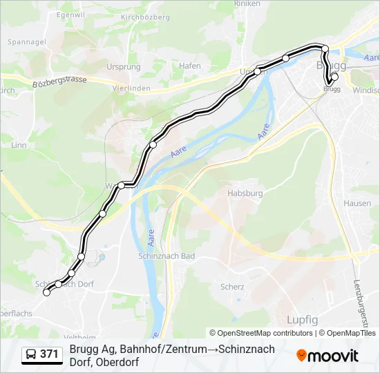 Plan de la ligne 371 de bus