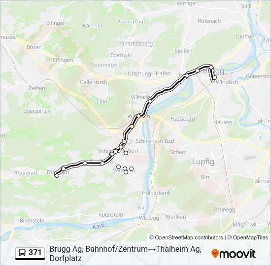Plan de la ligne 371 de bus