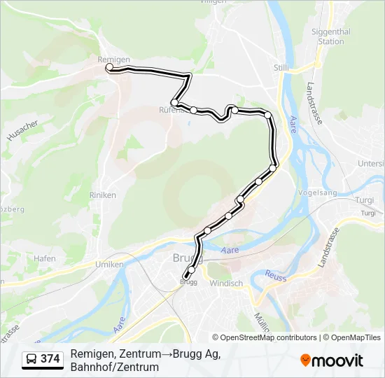 374 Bus Line Map