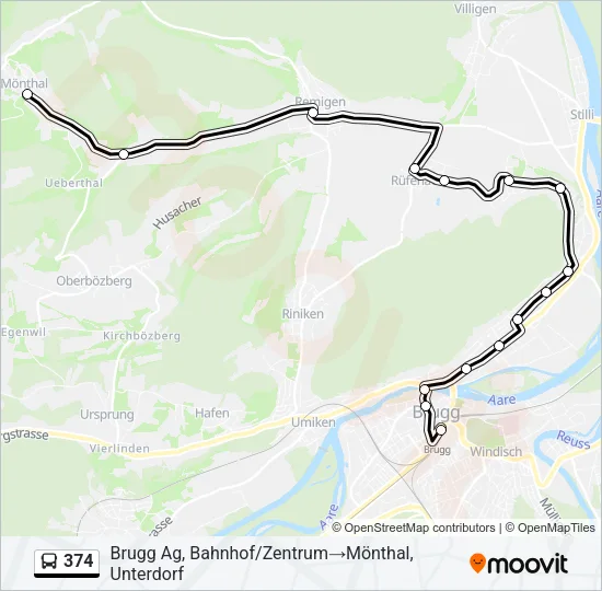 374 Bus Line Map