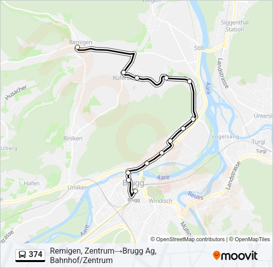 374 Bus Line Map
