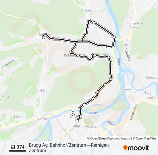 374 Bus Line Map