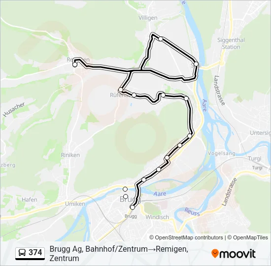 374 Bus Line Map