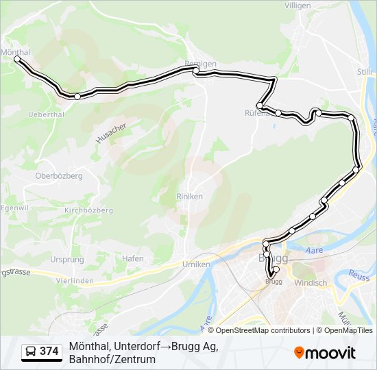 374 Bus Line Map