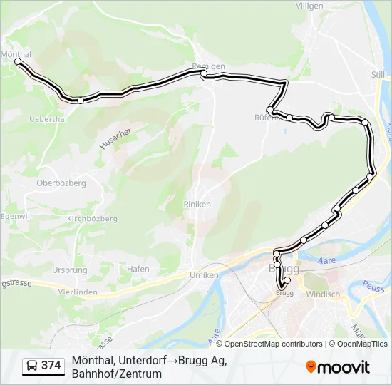 374 Bus Line Map
