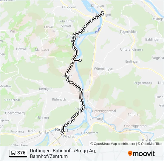 Plan de la ligne 376 de bus