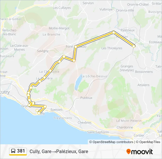 381 Route: Schedules, Stops & Maps - Cully, Gare‎→Palézieux, Gare (Updated)