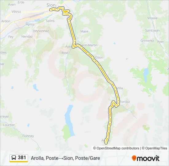 381 Bus Line Map