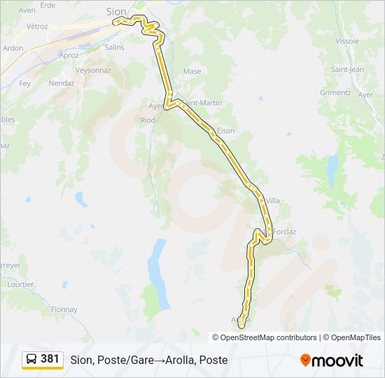 381 Bus Line Map