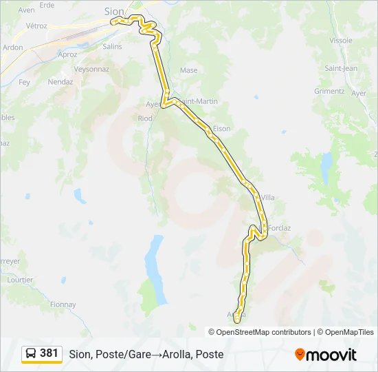 381 Bus Line Map