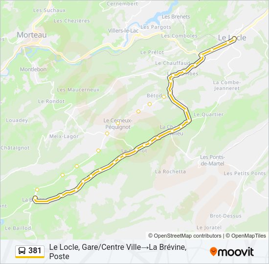 381 Bus Line Map