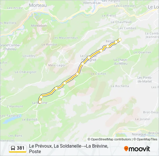 381 Bus Line Map