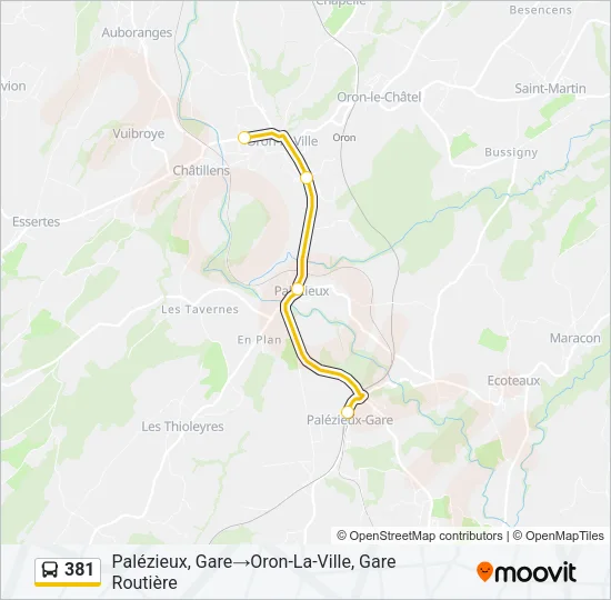 381 Bus Line Map