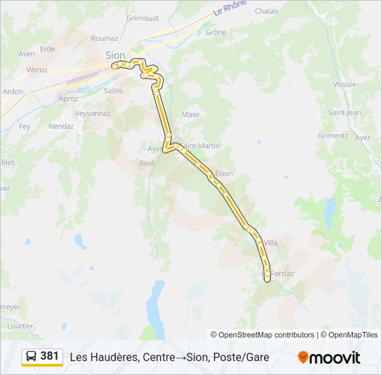 381 Bus Line Map