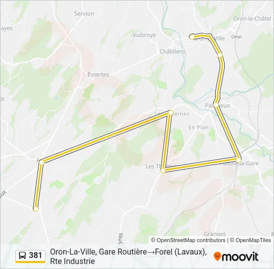 Plan de la ligne 381 de bus