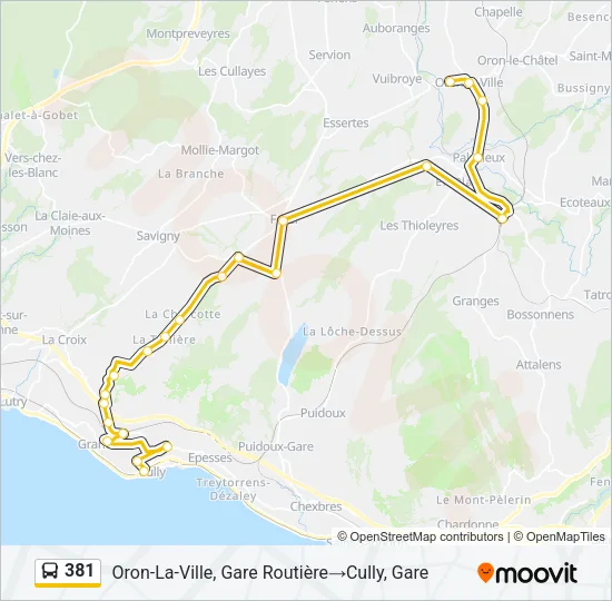 381 Bus Line Map