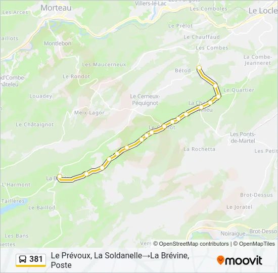Plan de la ligne 381 de bus