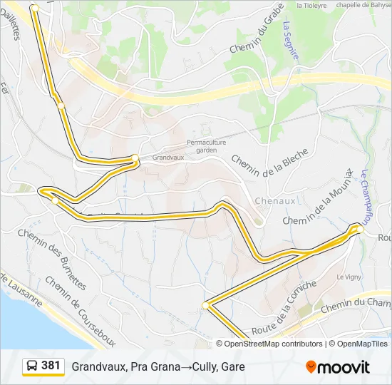 Plan de la ligne 381 de bus