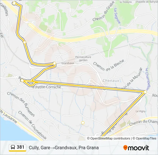 Plan de la ligne 381 de bus