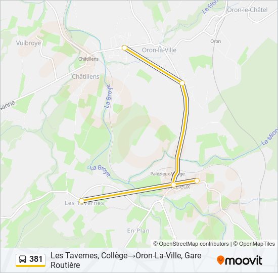 Plan de la ligne 381 de bus