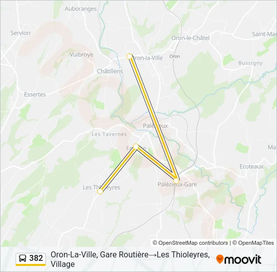 Plan de la ligne 382 de bus