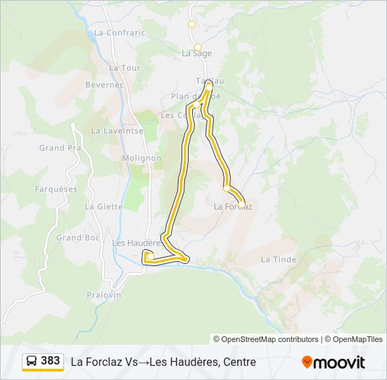 383 Bus Line Map