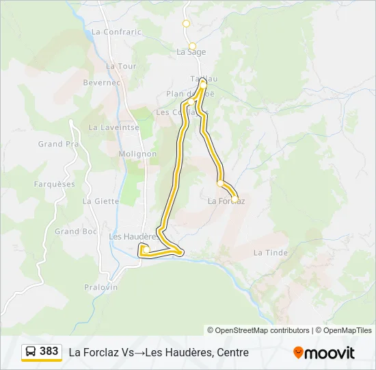 383 Bus Line Map