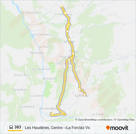 383 Bus Line Map