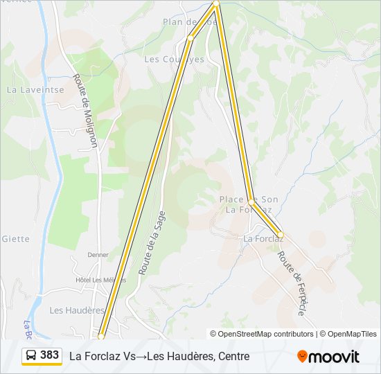 Plan de la ligne 383 de bus