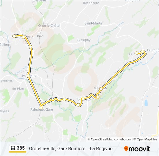 385 Bus Line Map