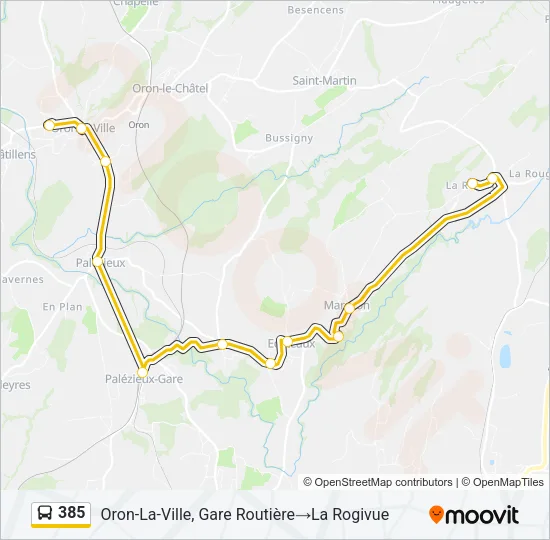 385 Bus Line Map