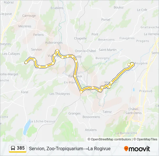 385 Bus Line Map
