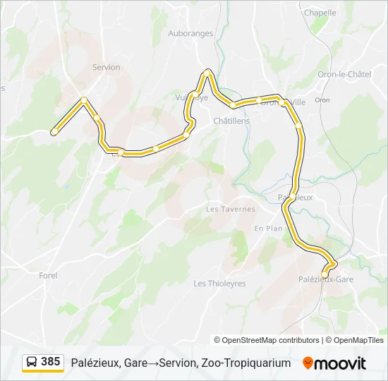 385 Bus Line Map